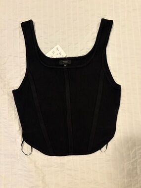 debut Black Ribbed Scoop Tank